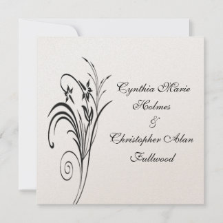 Fine Floral Metallic Gold & Black Wedding Invites