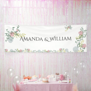 Fine Floral Watercolor Wedding Banner