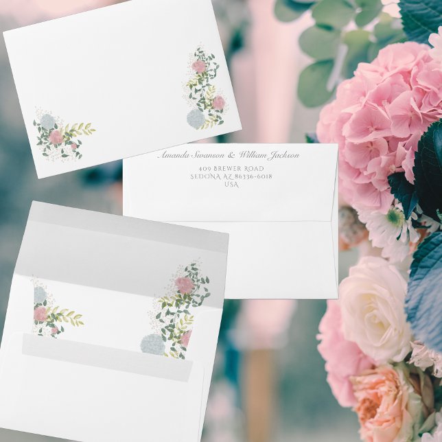 Fine Floral Watercolor Wedding invitation Envelope (Creator Uploaded)