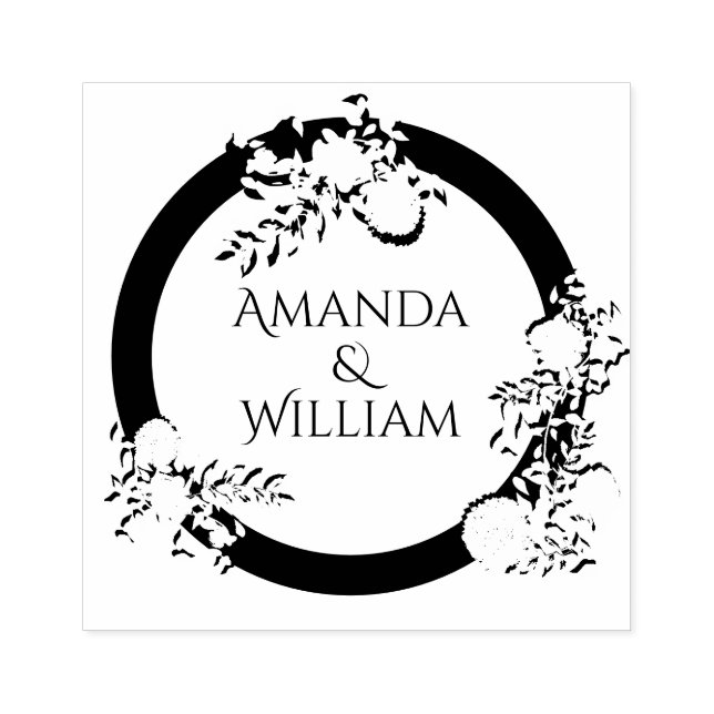 Fine Floral Wedding Rubber Stamp (Imprint)