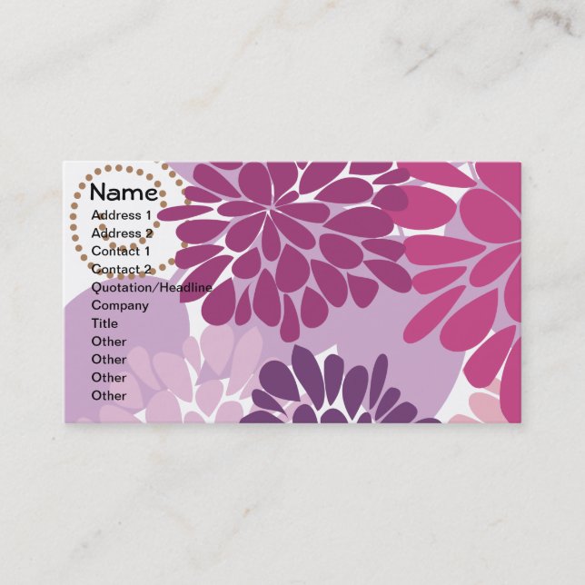 Fine Flower Cool Cute Girly Retro Floral Business Card (Front)