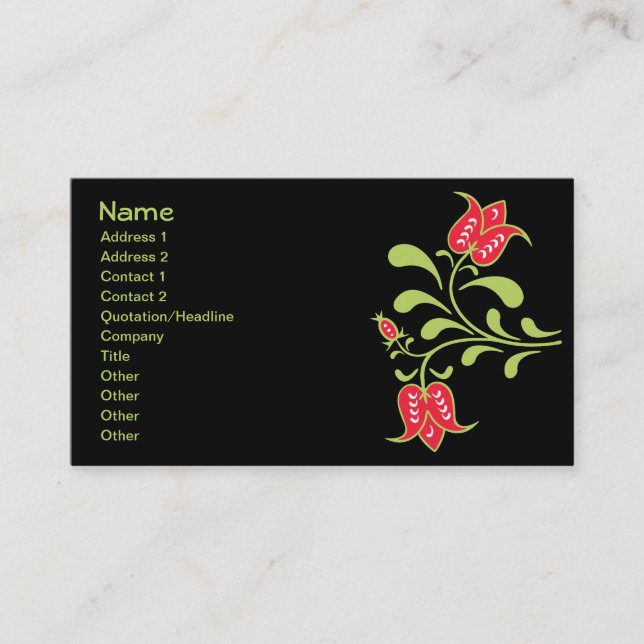 Fine Flower Cool Cute Girly Retro Floral Business Card (Front)