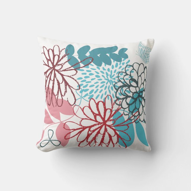 Fine Flower Cool Cute Girly Retro Floral Cushion (Front)