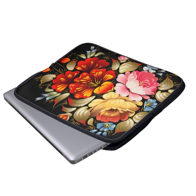 Fine Flower Cool Cute Girly Retro Floral Laptop Sleeve (Front Bottom)