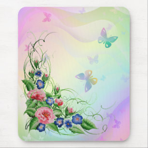 Fine flowers and Butterflies Mouse Pad