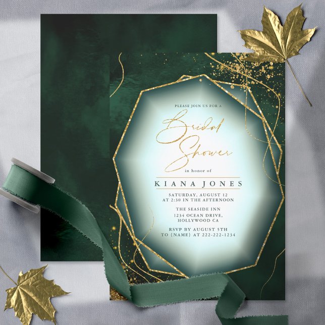 Fine Gold Lines Abstract Bridal Shower Green ID867 (Creator Uploaded)