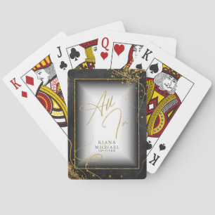 Fine Gold Lines Abstract Wedding All In Blk ID867 Playing Cards