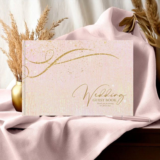 Fine Gold Lines Abstract Wedding Blush ID867 Guest Book (Creator Uploaded)
