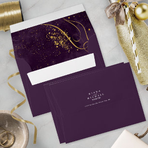 Fine Gold Lines Abstract Wedding V1 Plum ID867 Envelope