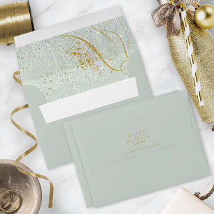 Fine Gold Lines Abstract Wedding V1 Sage ID867 Envelope