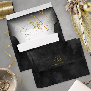 Fine Gold Lines Abstract Wedding V2 Black ID867 Envelope