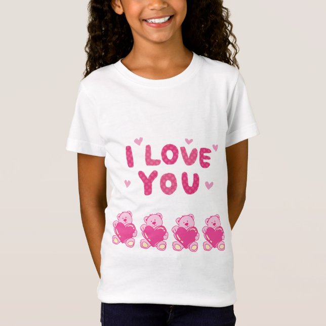 Fine Jersey T-Shirt for girls"I love you" (Front)