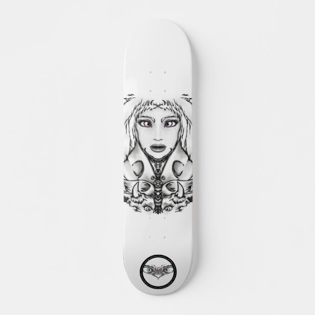 Fine line art drawing of Animalia with animals Skateboard (Front)