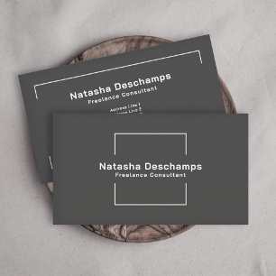 Fine-lined Square, Minimalist Black Business Card