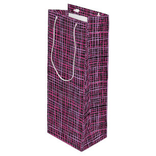 Fine lines Chequered pattern C09.pink on Black BG Wine Gift Bag