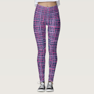 Fine lines Chequered pattern C09.pink on DBlue BG Leggings