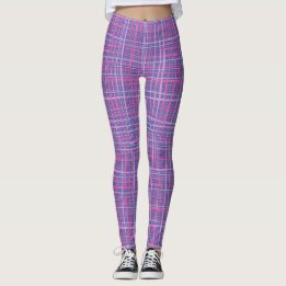 Fine lines Chequered pattern C09.pink on LBlue Leggings