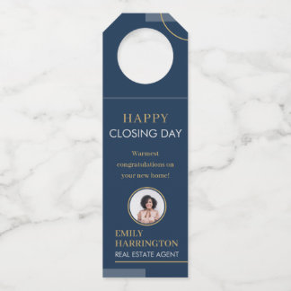 Fine Lines Closing Day Real Estate Agent Navy Bottle Tag