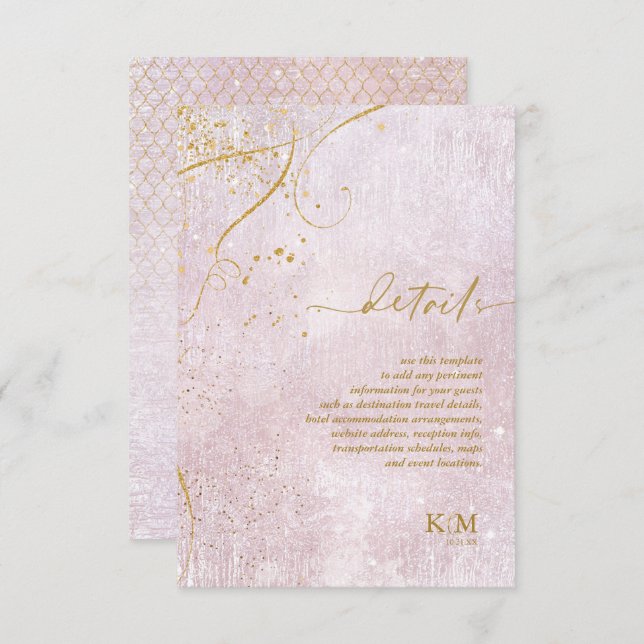 Fine Lines Gold Abstract Details Mauve ID867 Enclosure Card (Front/Back)