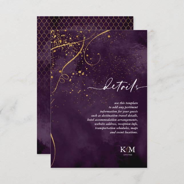 Fine Lines Gold Abstract Details Plum ID867  Enclosure Card (Front/Back)
