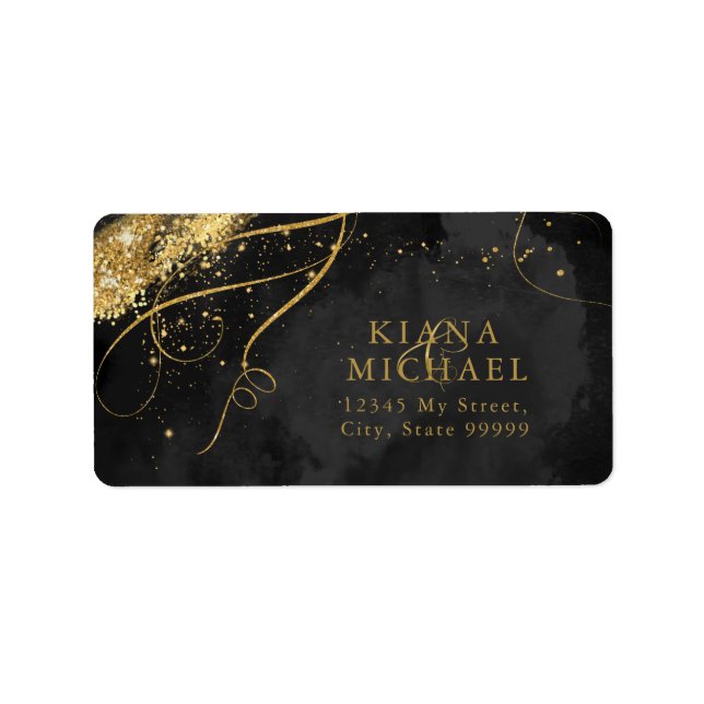Fine Lines Gold Abstract Wedding Black ID867 Label (Front)