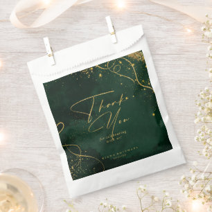 Fine Lines Gold Abstract Wedding Emerald ID867 Favour Bags