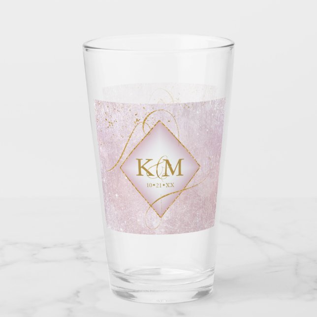Fine Lines Gold Abstract Wedding Mauve ID867 Glass (Front)