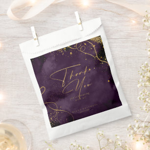Fine Lines Gold Abstract Wedding Plum ID867 Favour Bags