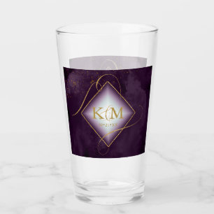 Fine Lines Gold Abstract Wedding Plum ID867 Glass