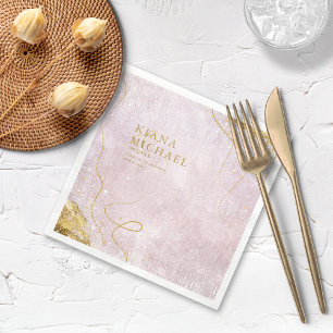 Fine Lines Gold Abstract Wedding V1 Mauve ID867 Napkin