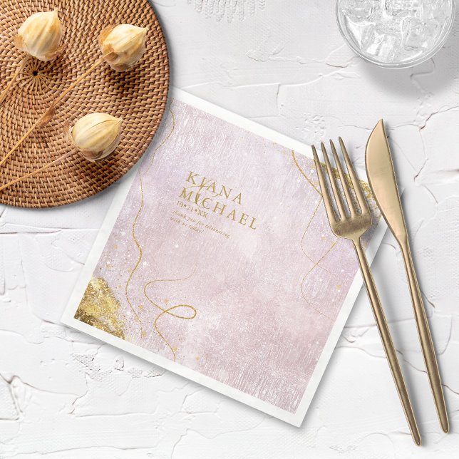 Fine Lines Gold Abstract Wedding V1 Mauve ID867 Napkin (Creator Uploaded)