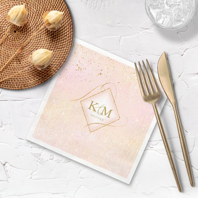 Fine Lines Gold Abstract Wedding V2 Blush ID867 Napkin (Creator Uploaded)
