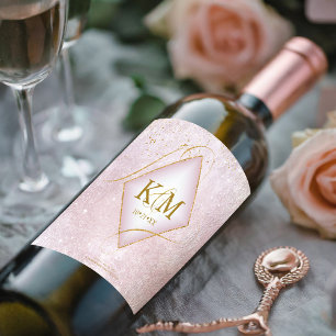 Fine Lines Gold Abstract Wedding V2 Mauve ID867 Wine Label