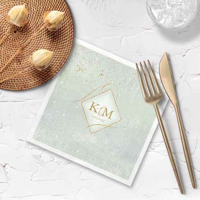 Fine Lines Gold Abstract Wedding V2 Sage ID867 Napkin (Creator Uploaded)