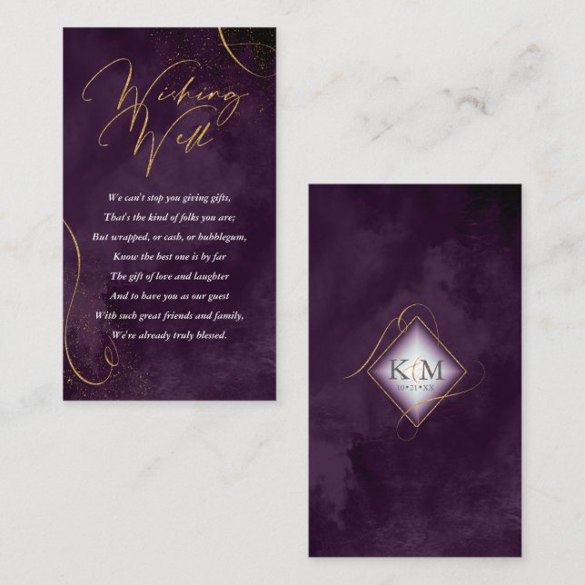 Fine Lines Gold Abstract Wishing Well Plum ID867 Enclosure Card (Front/Back)