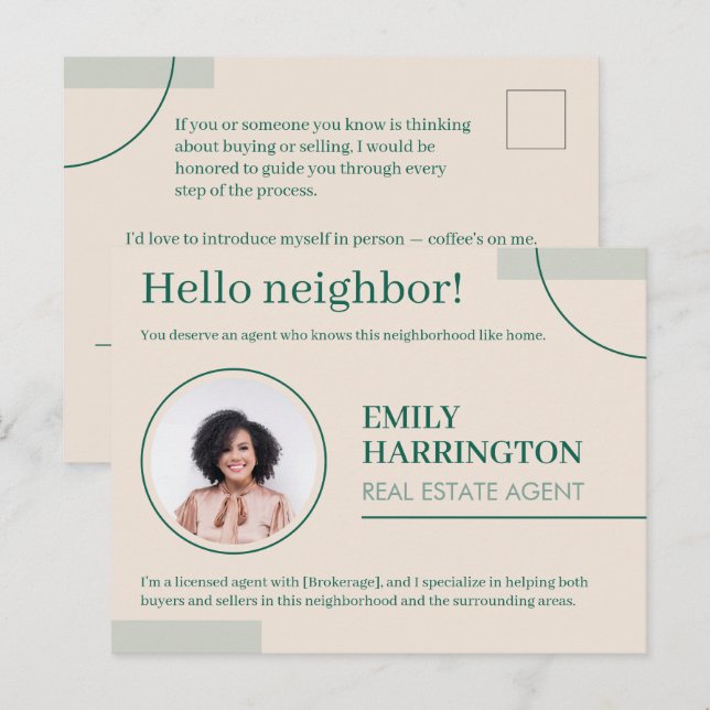 Fine Lines Introduction Real Estate Agent Sand Postcard (Front/Back)