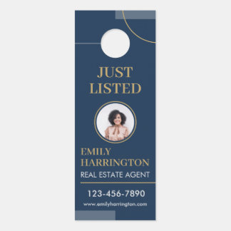 Fine Lines Just Listed Real Estate Agent Navy Door Hanger