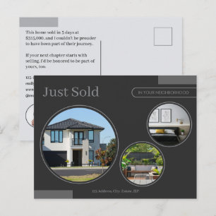 Fine Lines Just Sold Real Estate Agent Neutral Postcard