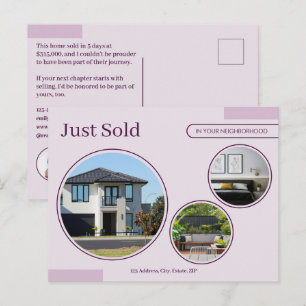 Fine Lines Just Sold Real Estate Agent Pink Postcard