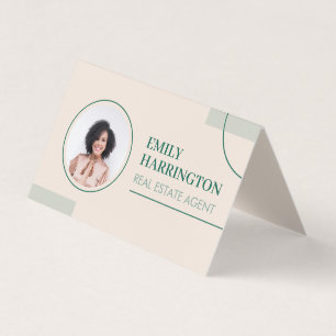 Fine Lines Photo QR Code Real Estate Agent Sand Business Card