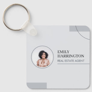 Fine Lines Real Estate Agent Grey Key Ring