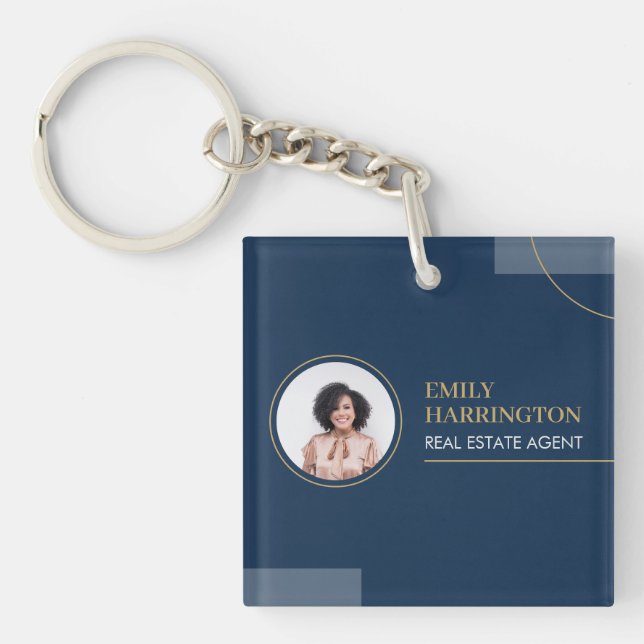 Fine Lines Real Estate Agent Navy Key Ring (Front)