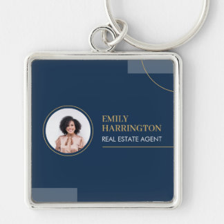 Fine Lines Real Estate Agent Navy Key Ring