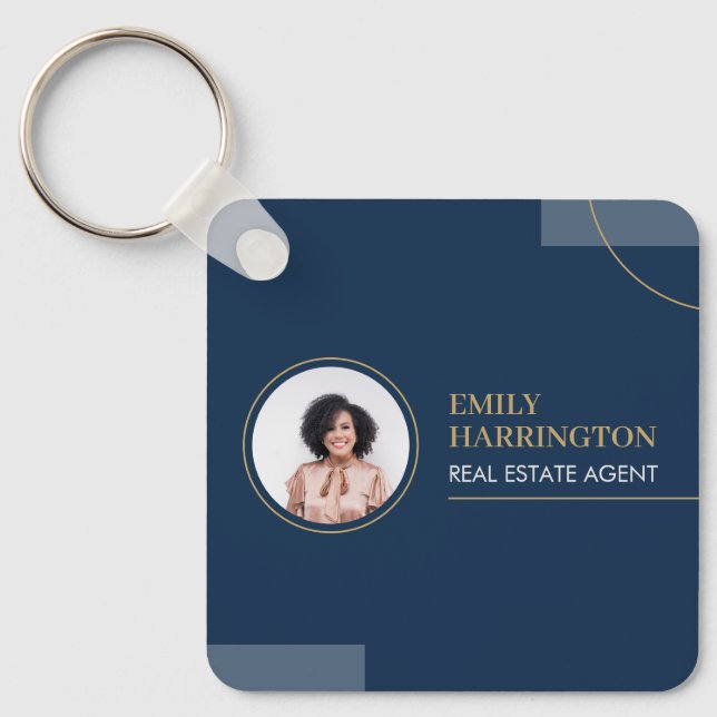 Fine Lines Real Estate Agent Navy Key Ring (Front)