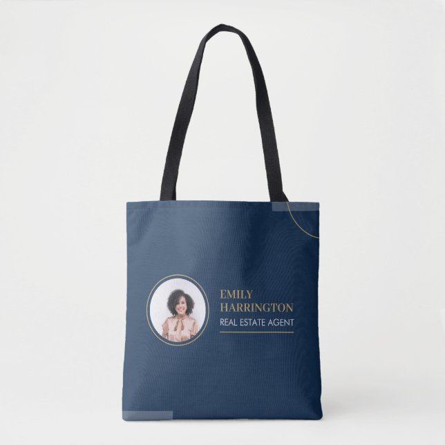 Fine Lines Real Estate Agent Navy Tote Bag (Front)