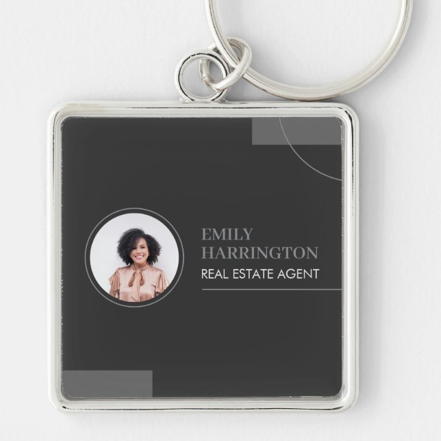 Fine Lines Real Estate Agent Neutral Key Ring (Front)