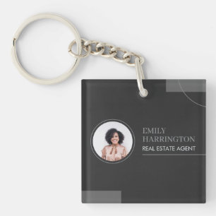 Fine Lines Real Estate Agent Neutral Key Ring