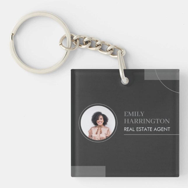 Fine Lines Real Estate Agent Neutral Key Ring (Front)