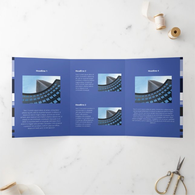 Fine Monochromatic Coorporate Flat Lateral Stripes Tri-Fold Card (Inside)