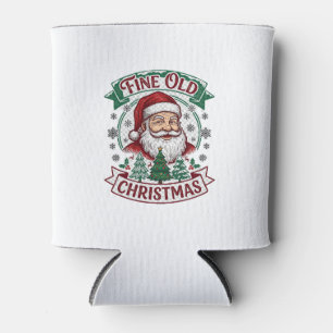 Fine Old Christmas Santa Claus Trees Snowflakes Can Cooler
